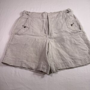 Athleta Voyager Linen Shorts Sz 8 Beige Beach Vacation Casual Brunch Cottage Y2K